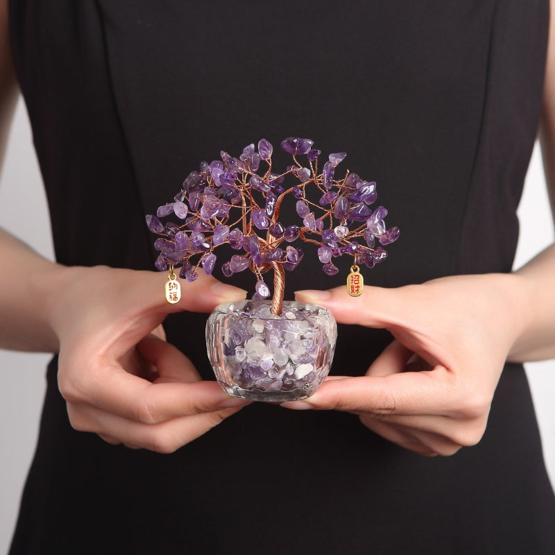 A crystal tree in the wealth corner — an evergreen Feng Shui activator