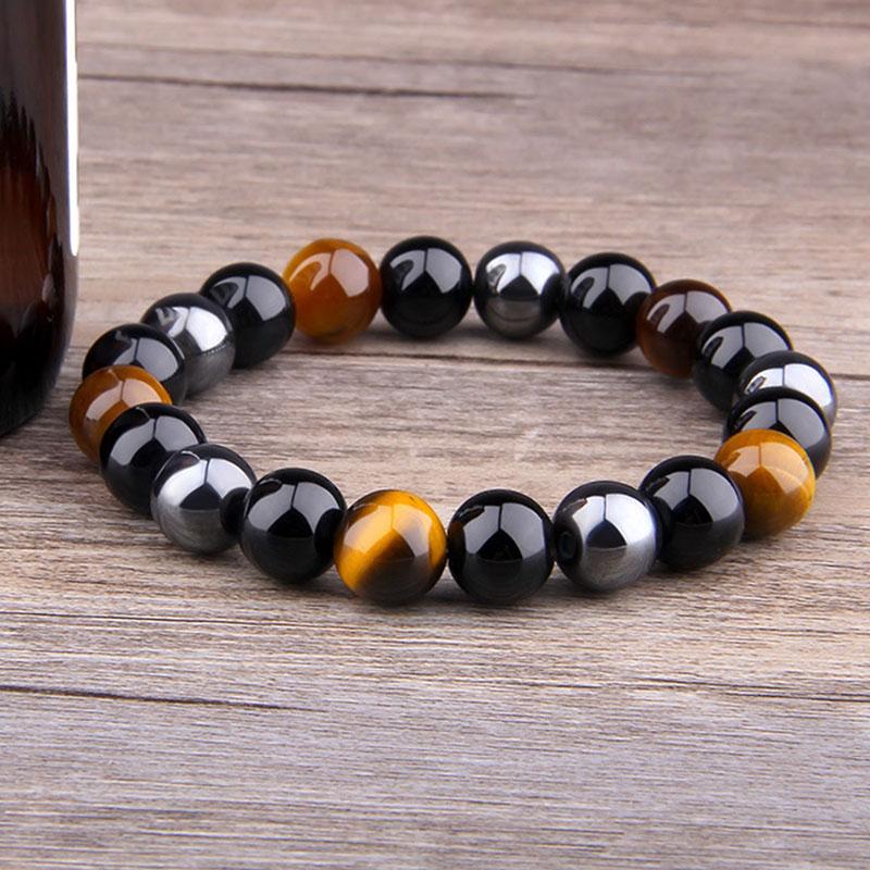 Triple Protection Bracelet - Tiger’s Eye, Obsidian, Hematite - Image 5