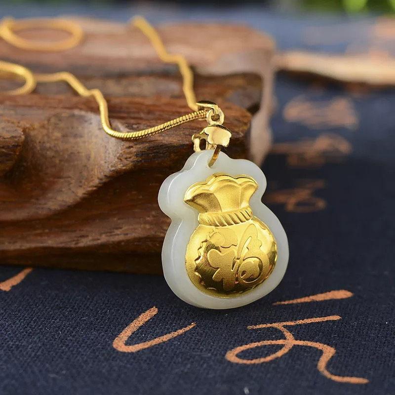 Jade Money Bag Necklace - Feng Shui Wealth Activator - Image 2