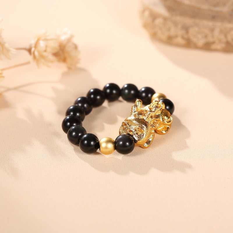 Pixiu Black Obsidian Wealth Ring - Image 2