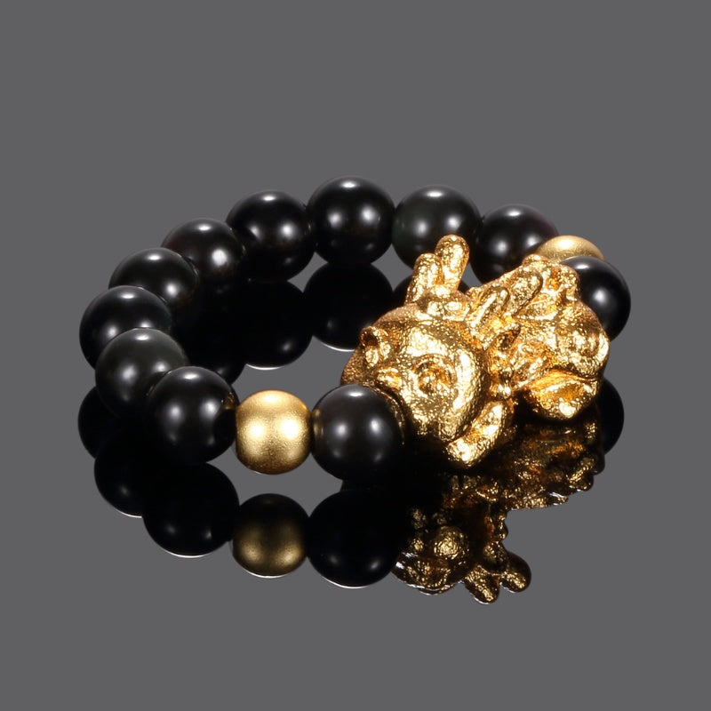 Pixiu Black Obsidian Wealth Ring - Image 5
