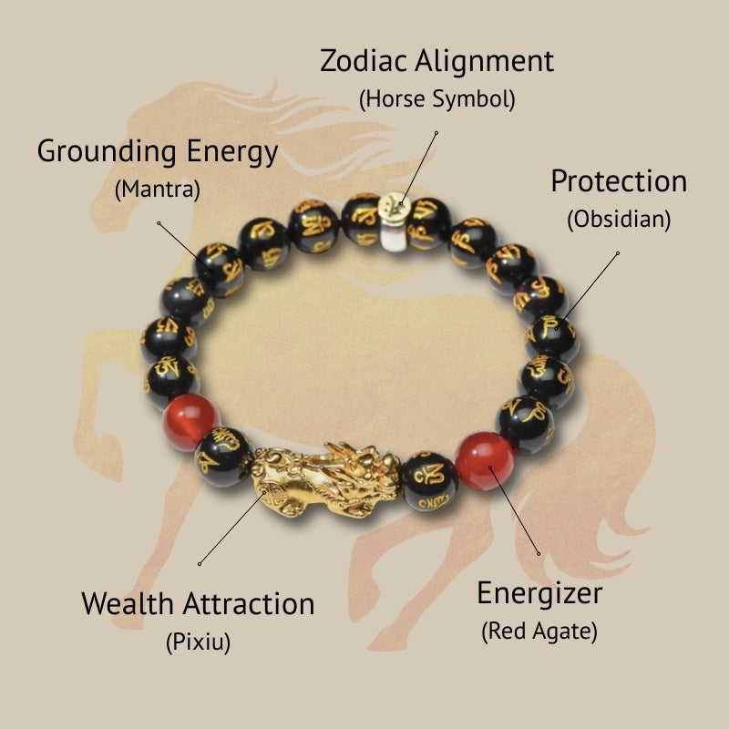Black Obsidian Pixiu Wealth Bracelet — Fire Horse Edition - Image 2
