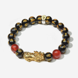 Black Obsidian Pixiu Wealth Bracelet — Fire Horse Edition